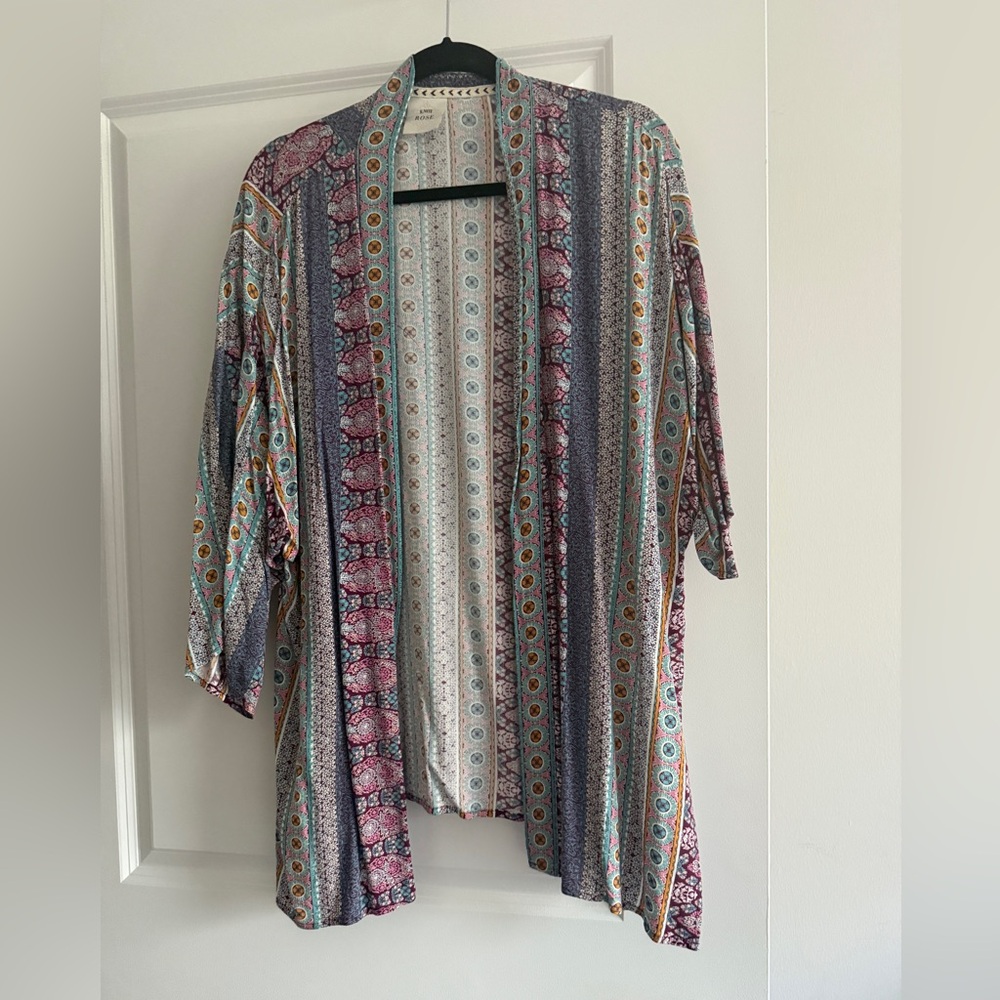 Knox Rose Bohemian Multicolor Kimono Cardigan